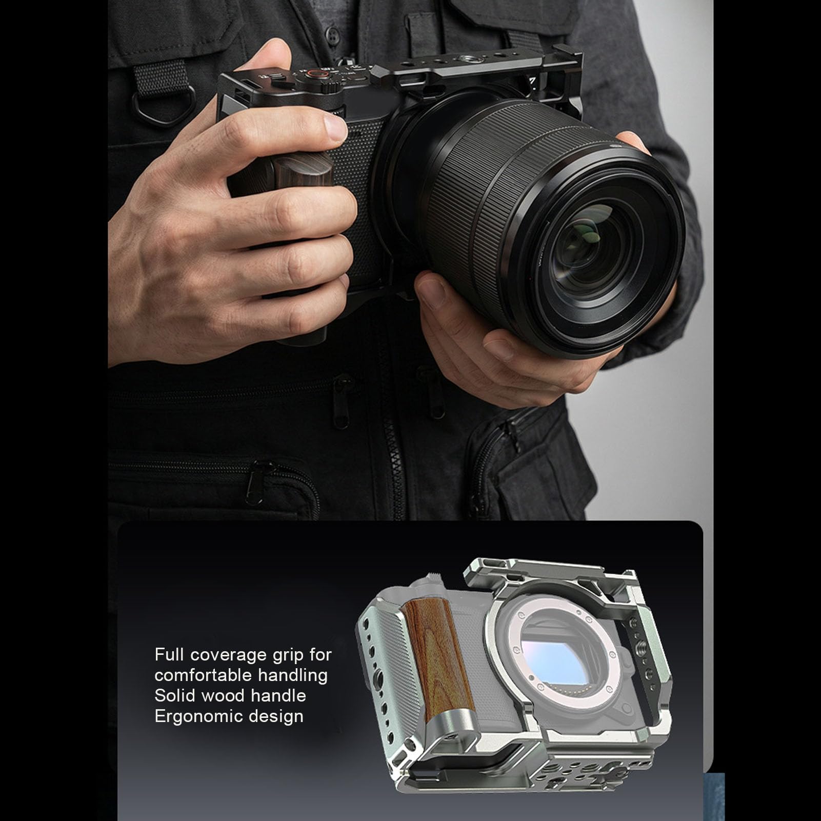 Generic Gabbia di Protezione per Fotocamera in Lega di Alluminio per Impianto di Produzione Video ZR con Supporti Filettati Versatili, Supporto per Slot Arca da 38 Mm per Creatori di Contenuti