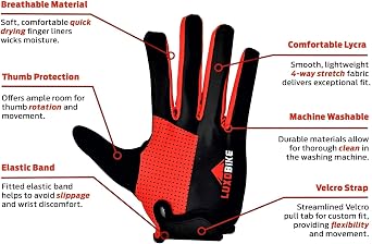 Red - Size Large - 2 Pair - Half Finger Cycling Gloves Bundle