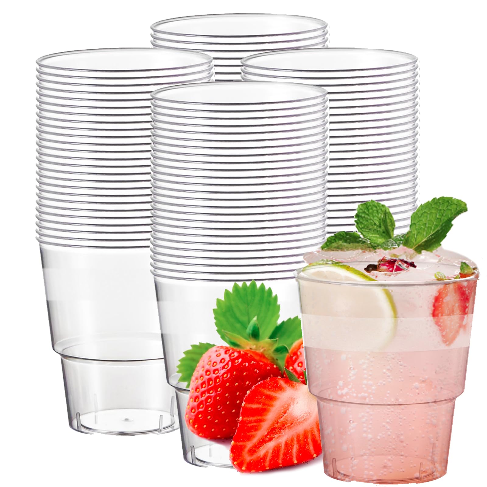 Bppyvct Clear Plastic Cups 200ml Disposable Cups, Reusable Hard plastic water cup for Wedding, children's party?Thanksgiving, Halloween (100, C)