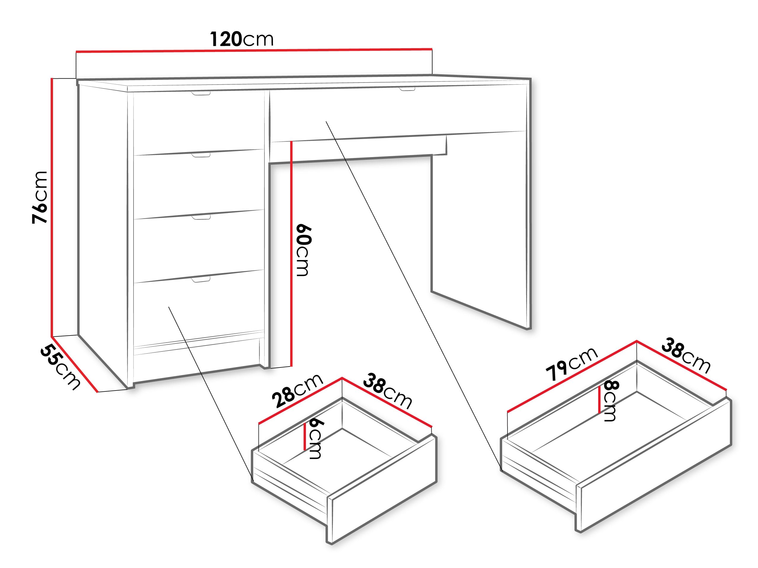 Mirjan24 Schreibtisch Tireno, 5 Universale Schubladen geriffelte Fronten Schülerschreibtisch Computertisch Kinderschreibtisch Arbeitstisch PC-Tisch Jugendzimmer Kinderzimmer (Sandbeige)