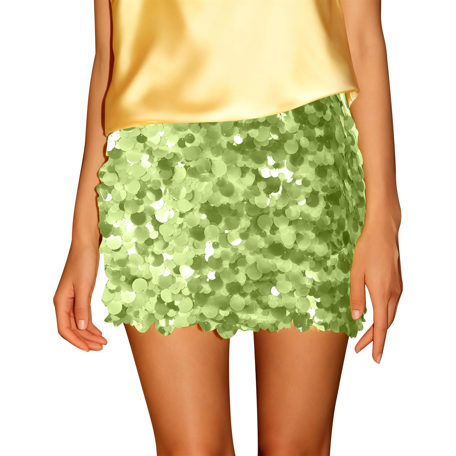 Glitzer Rock Damen Sexy Mini Skirt Kurz Wickelrock Paillettenrock Minirock GlitzerSkirt Festival Outfit für Bauchtanz Party Disco Karneval Clubwear Silvester Tanz