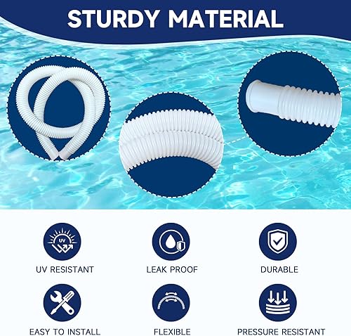 Miniatura 3 de Mangueras de piscina para piscinas sobre el suelo, paquete de 4 mangueras de bomba de filtro de piscina de 1.25 x 59 pulgadas, compatibles con bomba