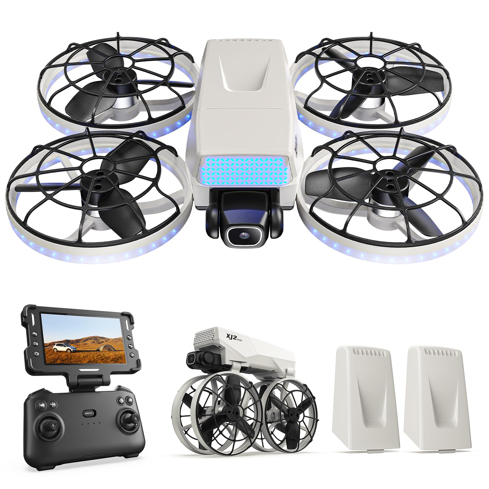Drone with 4.3-Inch Screen Remote and 1080P Adjustable Camera for Beginners