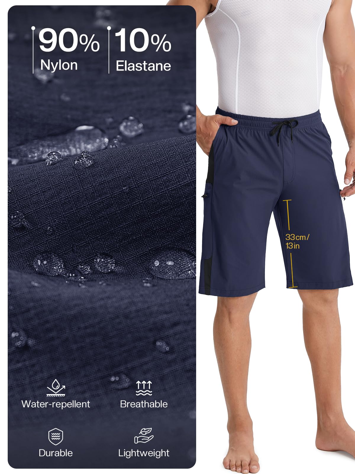 BERGRISAR Pantaloncini da mountain bike da uomo, vestibilità ampia, pantaloncini da ciclismo, 4 tasche
