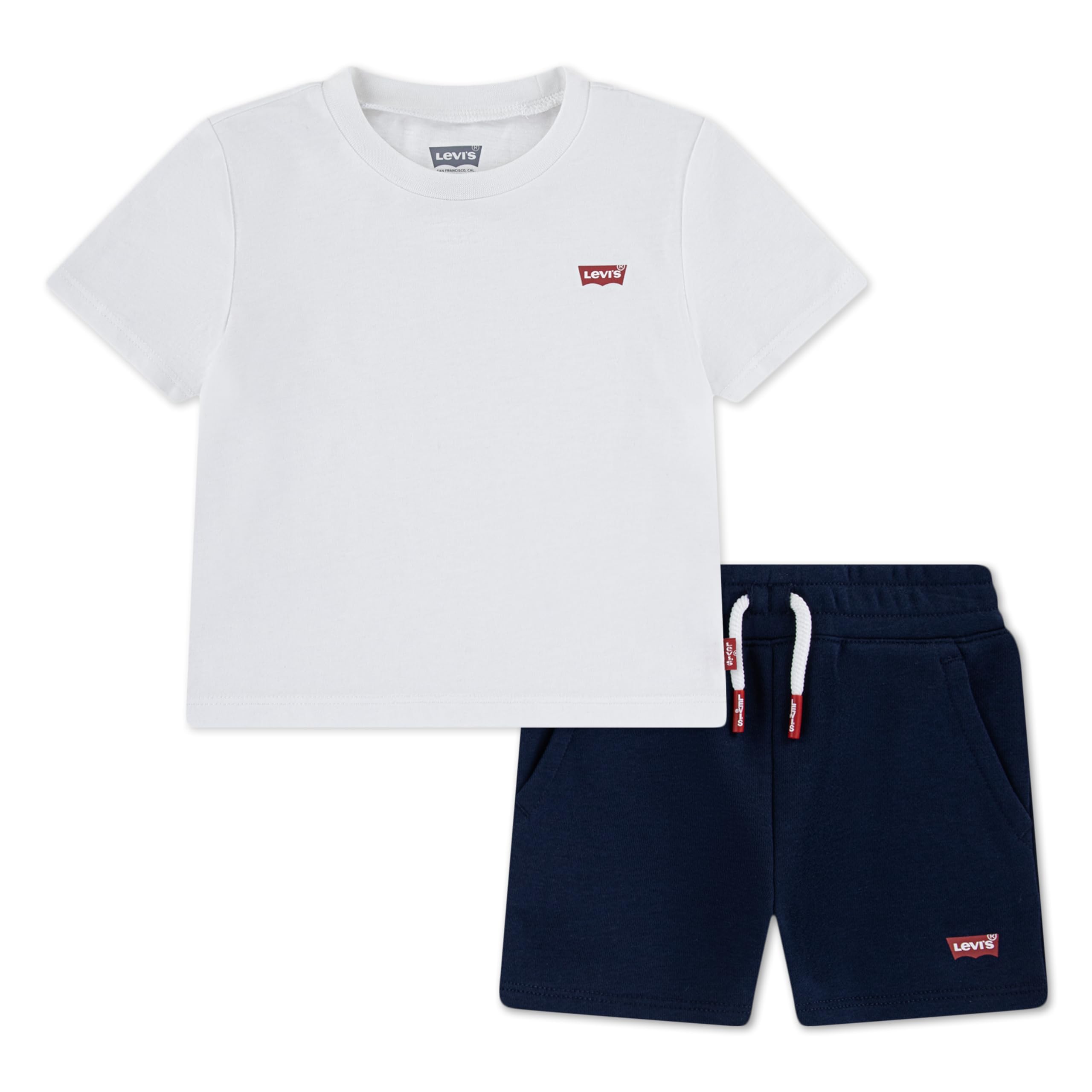 Levi'S Conjunto Camiseta Batwing Y Shorts De Punto Blanco Niño