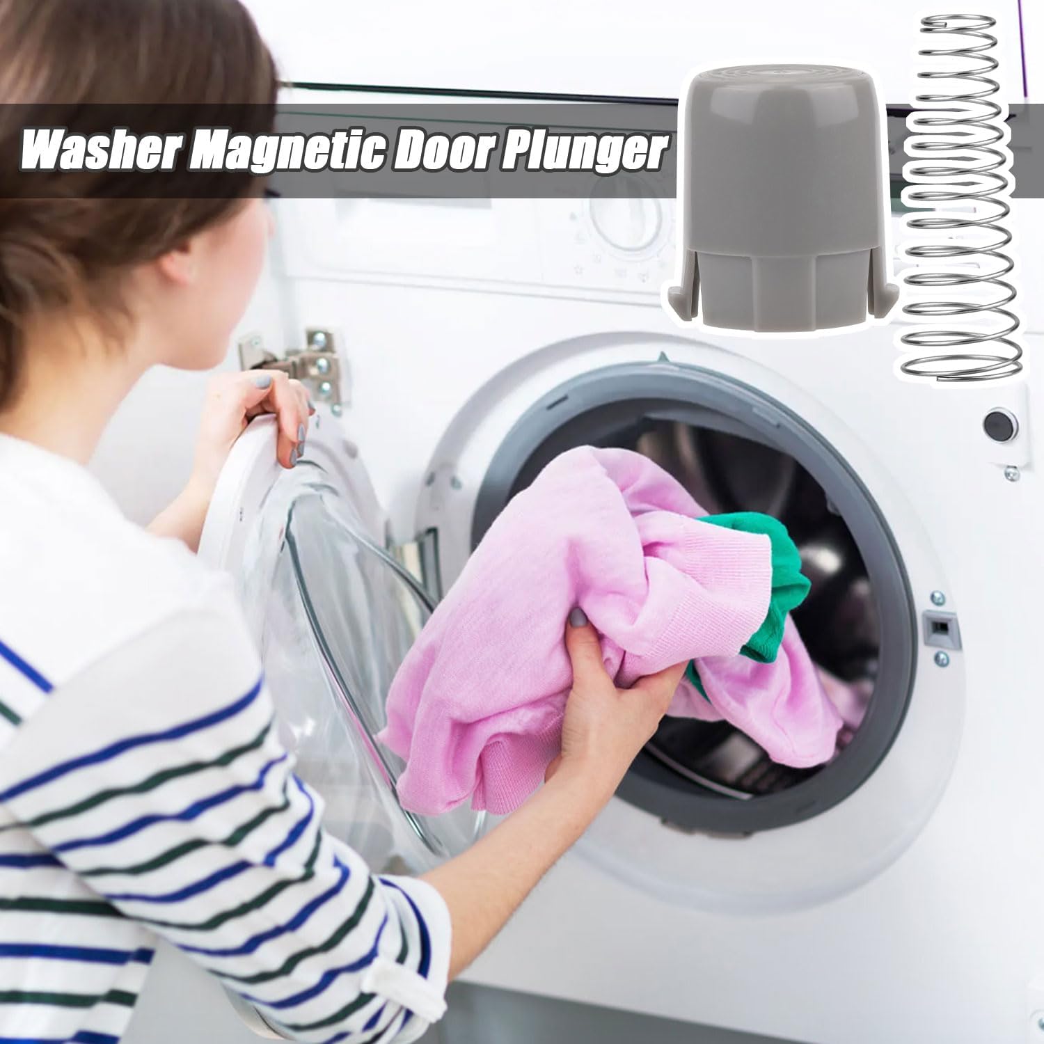 Magnetic Washer Door Prop, Washer Magnetic Washing Machine Parts Magnetic Door Plunger Replacement Washing Machine Parts Washer Parts Compatible with LG AGM73610701