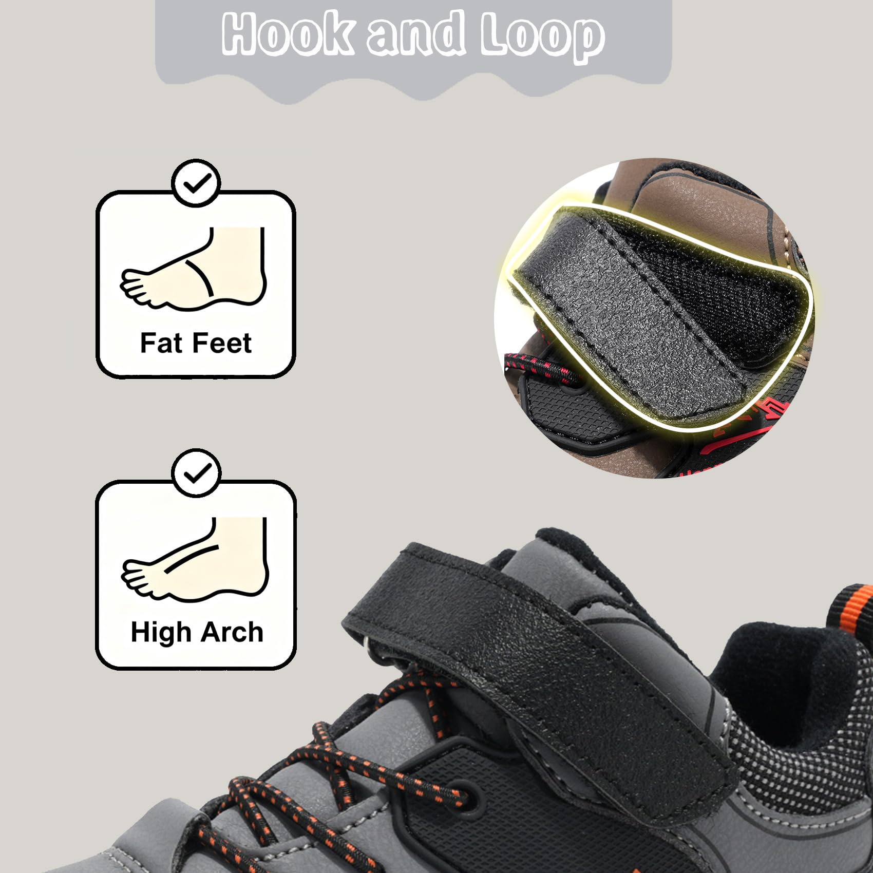 Botas de senderismo para niños, impermeables, para caminar, para exteriores, ligeras, para senderismo, camping, escalada, gris, 36 2/3 EU