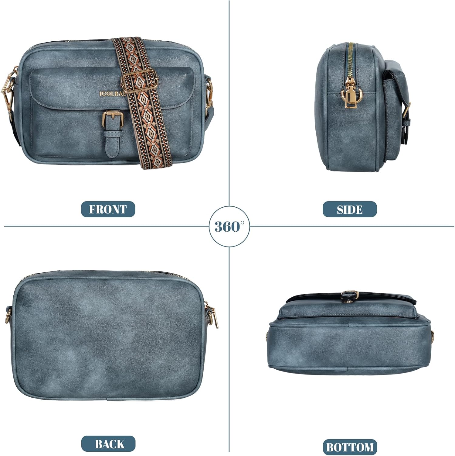 Crossbody Bags for Women Vegan Leather Small Handbag Mini Travel Purse with Adjustable Wide Strap - Image 3