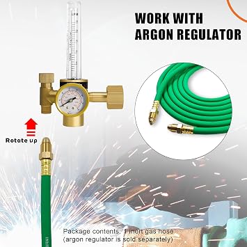 15FT Argon Gas Hose, Inert Gas Welding Hoses for MIG/TIG Welding Regulator,Argon/CO2 Flowmeter Regulator Hose, 5/8 UNF-18RH, NPT Fittings, Welding Accessories for MIG/TIG Welder