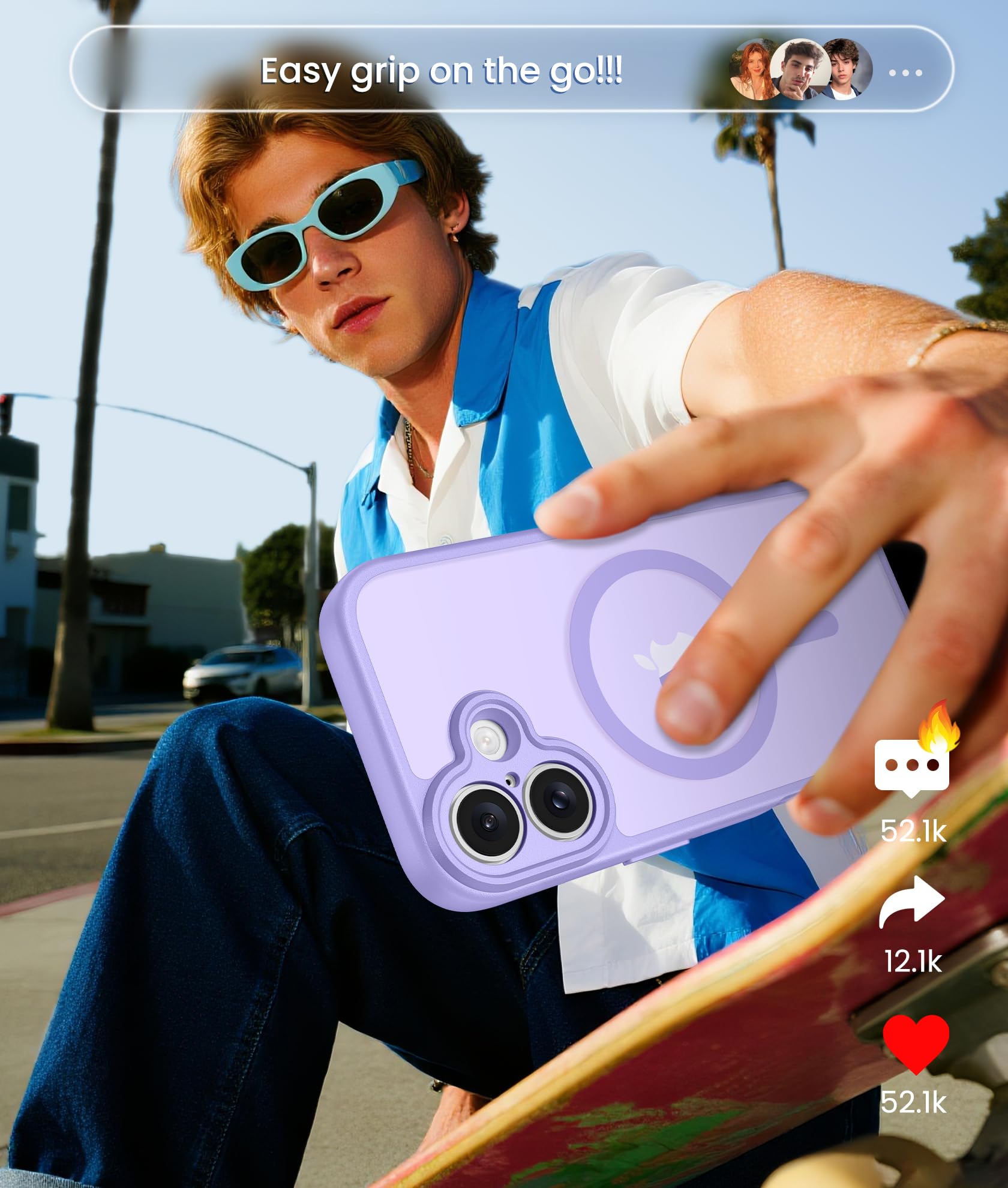 FNTCASE for iPhone 17 Case: [Compatible with Magsafe] Translucent Matte Cases with [Full Camera Protection] [Screen Protector] Military Grade Shockproof Protective Phone Cover - Light Purple