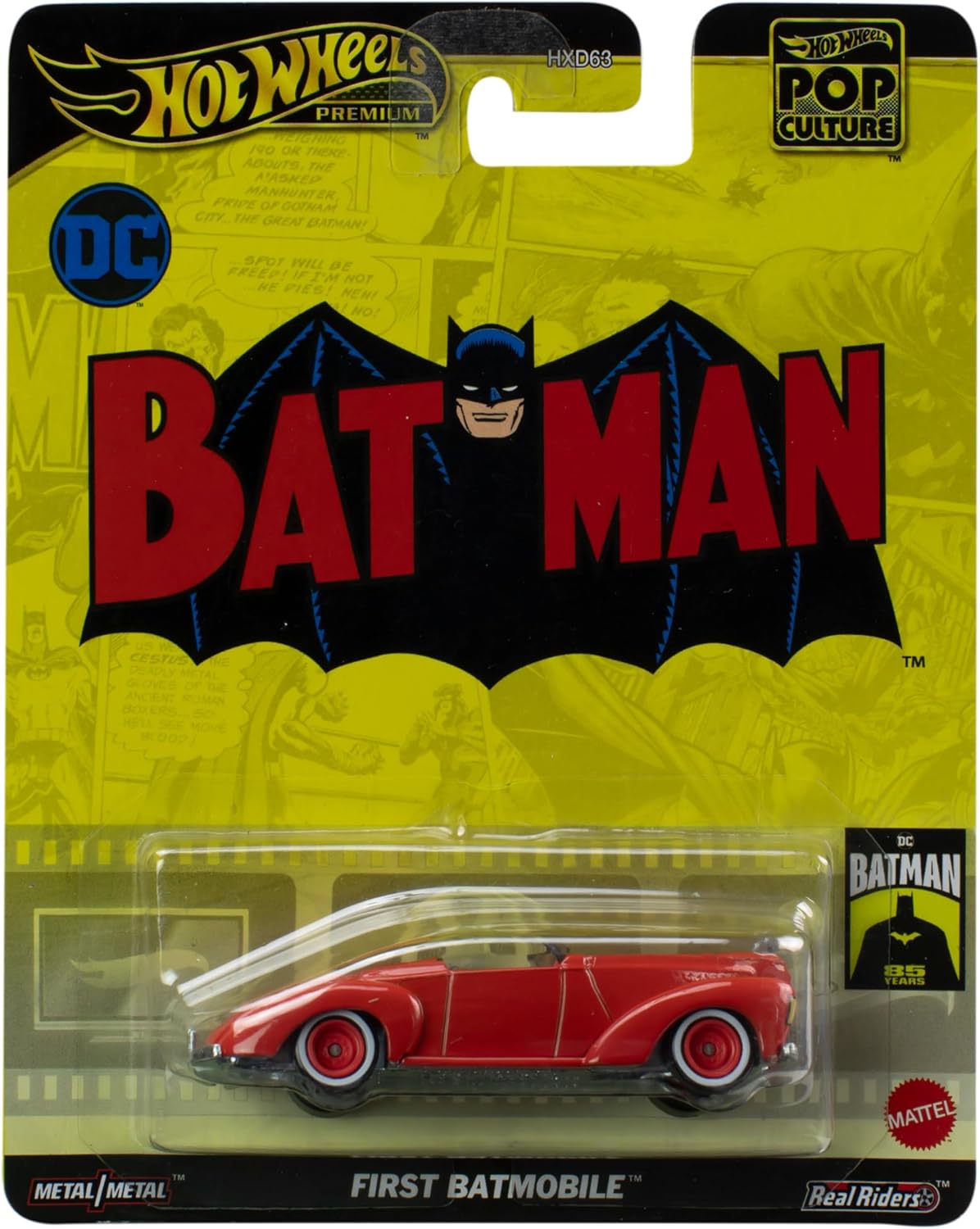 Hot Wheels Premium Pop Culture Batman Classic First Batmobile 1:64 Scale Diecast Vehicle