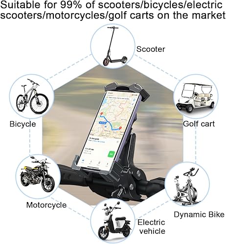 Miniatura 6 de AICEL Soporte de teléfono para motocicleta, antivibración, soporte para teléfono celular con bloqueo seguro, accesorios de soporte ajustable para