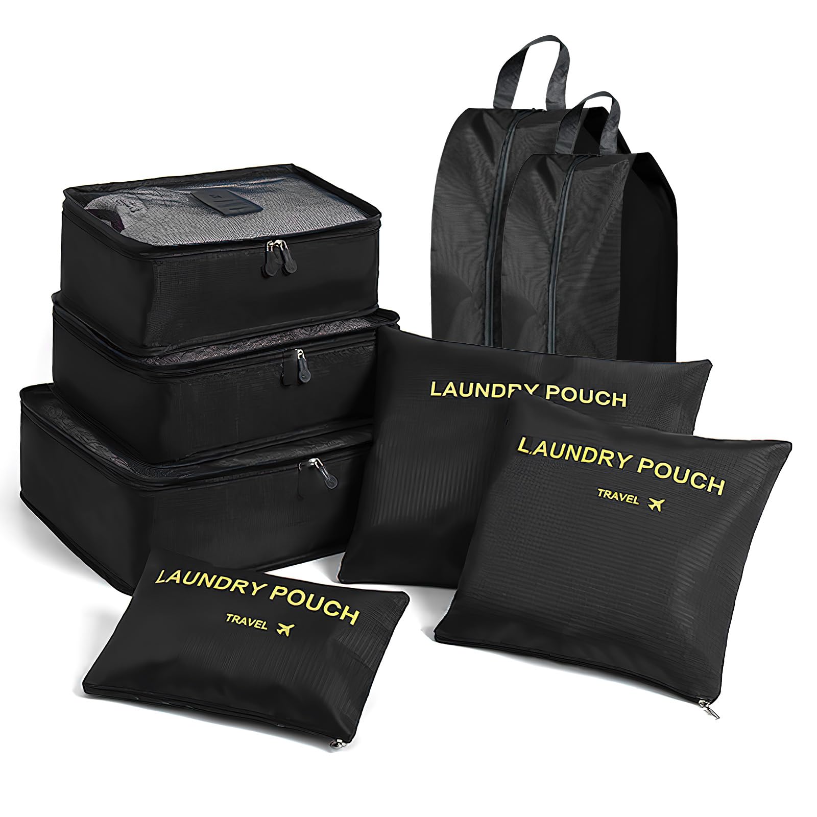 Photo 1 of Packing Cubes for Suitcases, 8 Set Packing Cubes Travel Essentials For Carry On Luggage, Travel Accessories With Shoe Bag, Underwear Bag, Cable Organizer Bag