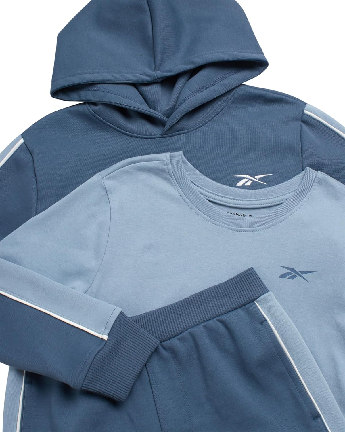 Reebok Boys' Active Shorts Set - 3 Piece Performance Mesh Hoodie Sweatshirt, Gym Shorts, and T-Shirt - Activewear Set (8-12) Dusty Blue 10 image 2 of 6 B0FMZQ8BJ8