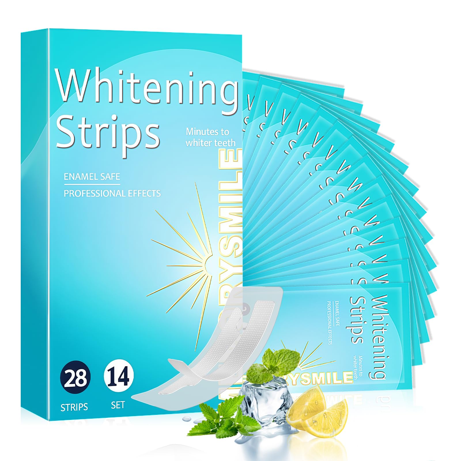 28 Strisce Sbiancanti Denti, Sbiancamento denti professionale, sbiancante denti Rimozione delicata delle macchie dentali, whitening strips Rimuove le Macchie Profonde Sicuro per Denti Smalto