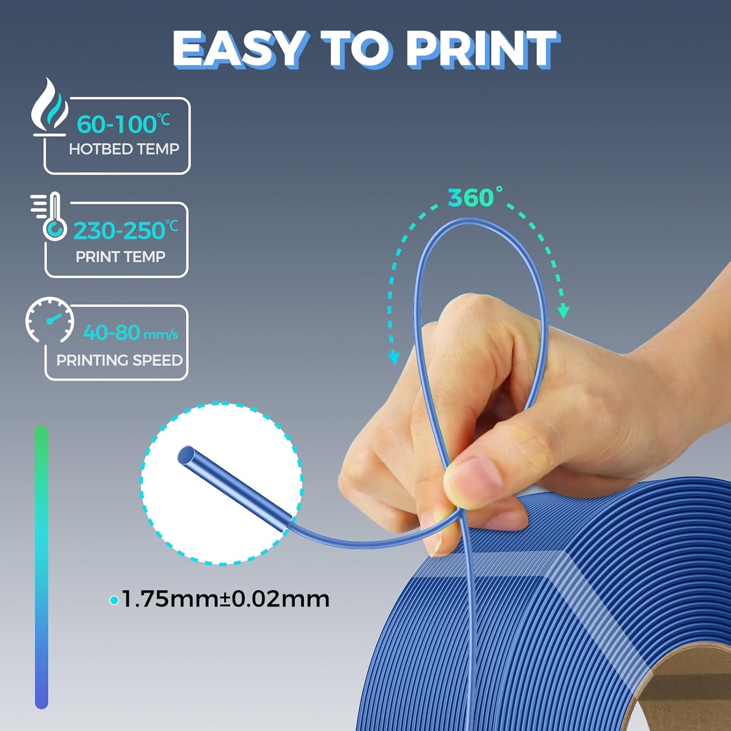 Creality PETG Filament Refill 3D Printer Filament, 4kg 1.75 mm(8.8lb) Refilament for Bambu Lab Reusable Spool, Dimensional Accuracy ±0.03mm,PETG Black White Red Blue