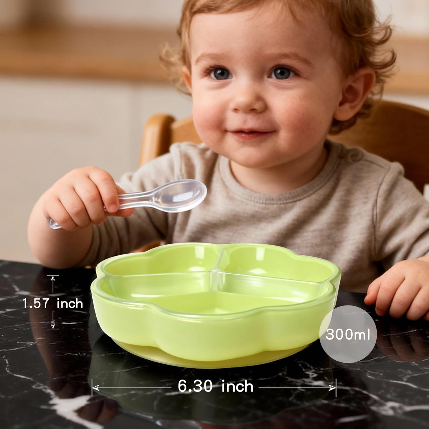 Liquid Silicone Baby Feeding Set – Suction Plates for Toddlers –BPA Free Eating Essentials for 36+ Months (2, Lime Green)