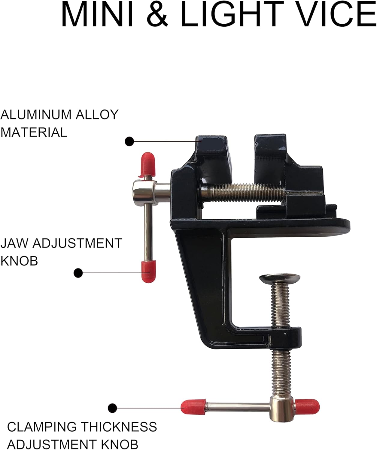 Mini Table Clamp, Small Bench Vice for Jewelers Hobby Clamps Craft Repair Tool Portable Work Bench Vise (mini) (BLACK, MINI 1.4 INCH)