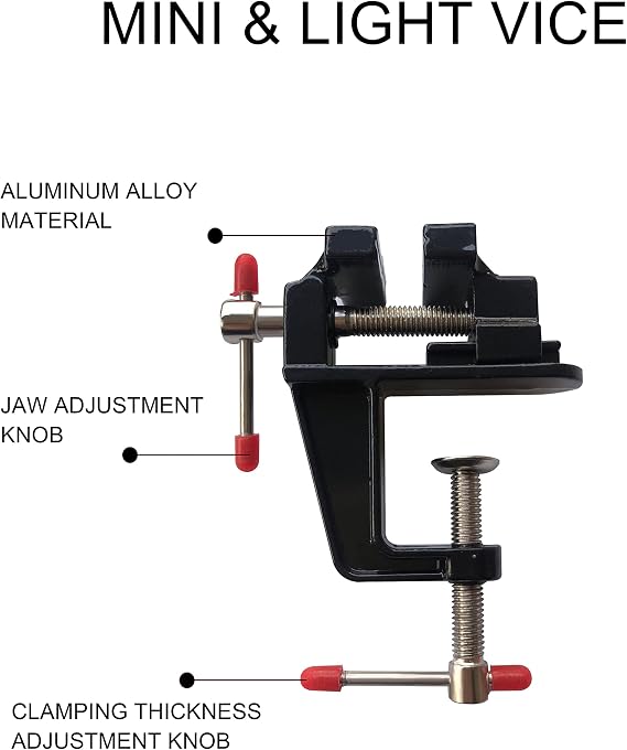 Mini Table Clamp, Small Bench Vice for Jewelers Hobby Clamps Craft Repair Tool Portable Work Bench Vise (mini) (BLACK, MINI 1.4 INCH)