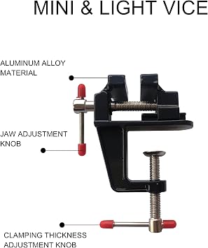 Mini Table Clamp, Small Bench Vice for Jewelers Hobby Clamps Craft Repair Tool Portable Work Bench Vise (mini) (BLACK, MINI 1.4 INCH)