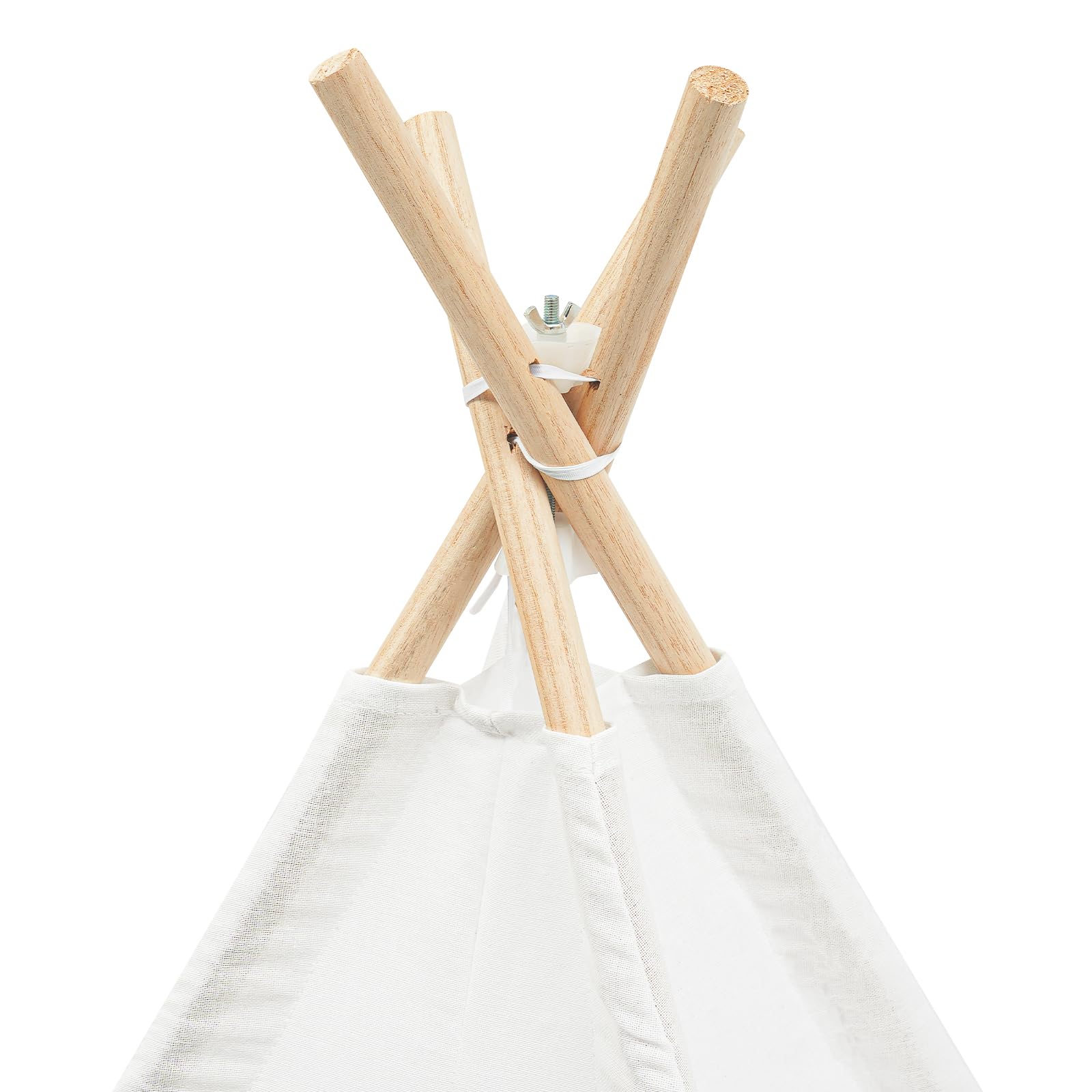 Namiot Tipi dla dzieci 120 x 120 x 140 cm – namiot dziecięcy z bawełny z matą, łańcuchem świetlnym i świecącą gwiazdą, składany namiot do zabawy wewnątrz i na zewnątrz (biały)