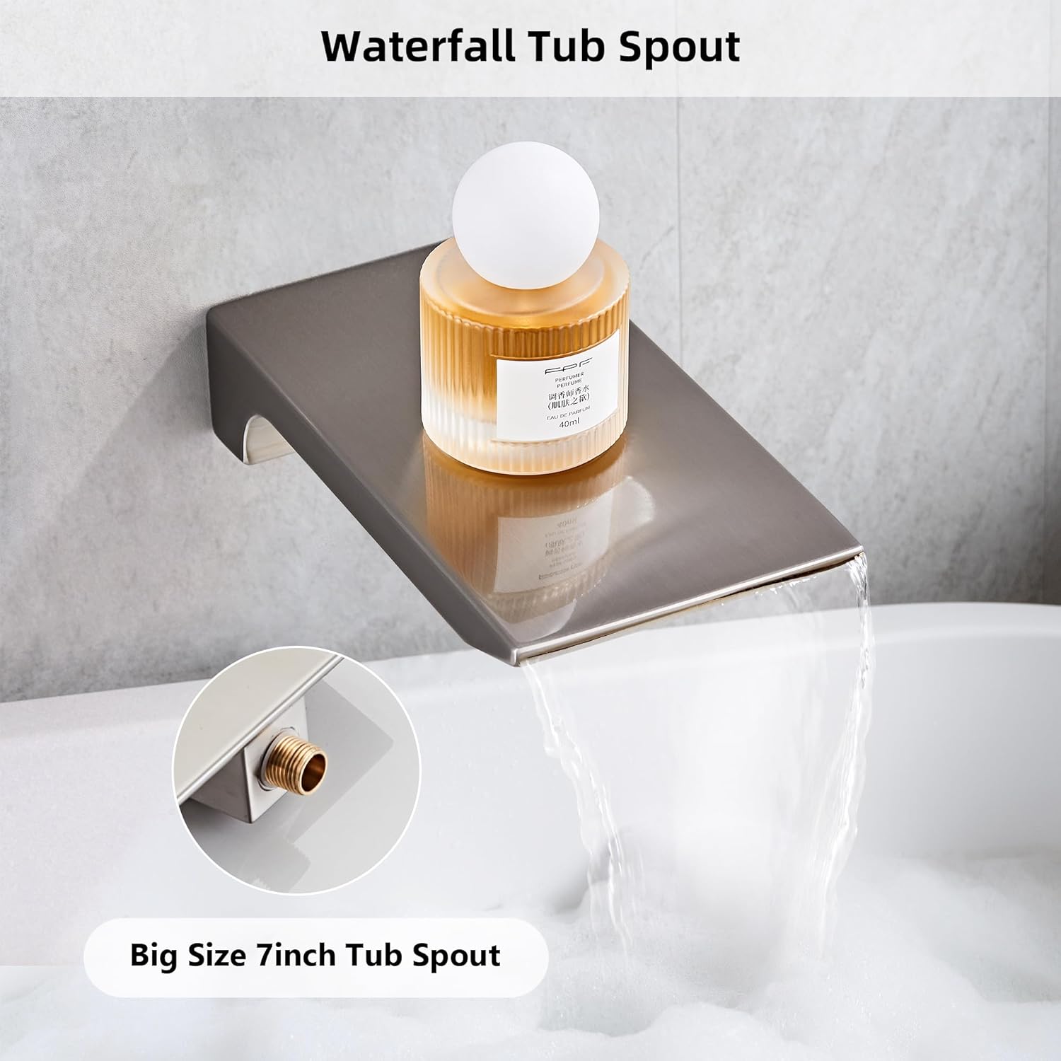 Shower Faucet Set Complete with Tub Spout Shower System Wall Mounted with 8 inch Rainfall Shower Head and Handheld Shower Rain Shower Combo for Bathroom, Brushed Nickel - Image 4