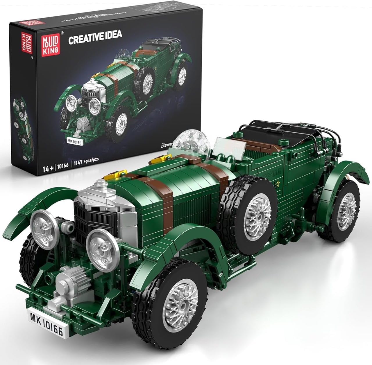 Mould King 10166 Tecnico - Set di Costruzione Vintage Soffiatore-Auto Sportiva, MOC - Set di Mattoncini da Costruzione per Auto Retrò Classiche, Set di Auto da Collezione per Adulti e Adolescenti dai