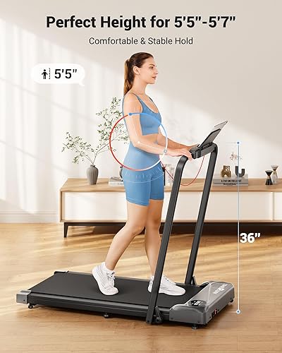 Miniatura 5 de THERUN - Almohadilla para caminar, caminadora plegable 2 en 1 para el hogar, 2.5 HP debajo del escritorio con barra de agarre, cinta para correr de