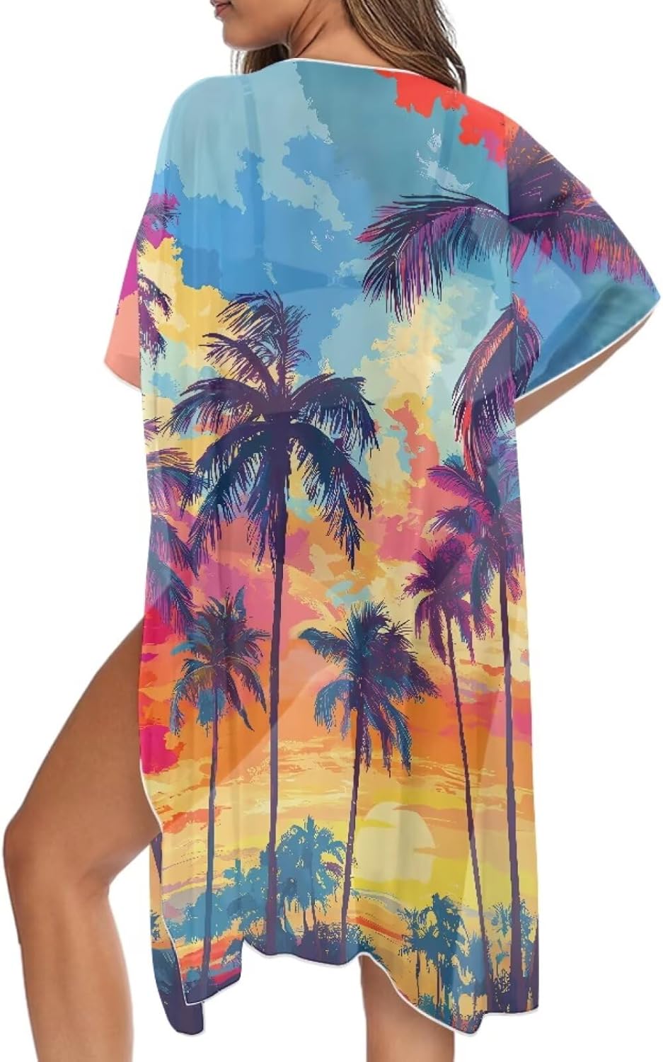 Women's Swimwear Cover Ups Half Sleeve Kimono Beach Cover Up Open Front Beachwear