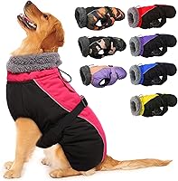 Vista 13 de IECOii - Abrigo extracálido para perro, chaqueta reflectante ajustable, invernal, suave, cuello alto, hebilla, forro de vellón, para clima frío