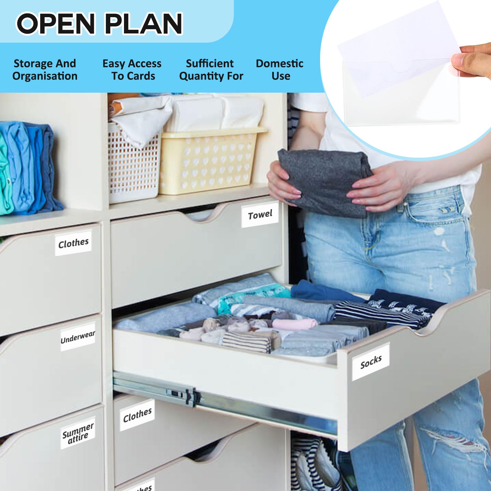 Porte Etiquette Adhesif Pochettes AdhéSives Transparentes Pochettes Pour Cartes D'Index 4X6 Pouces Pochettes Auto Pochette Autocollante Transparente