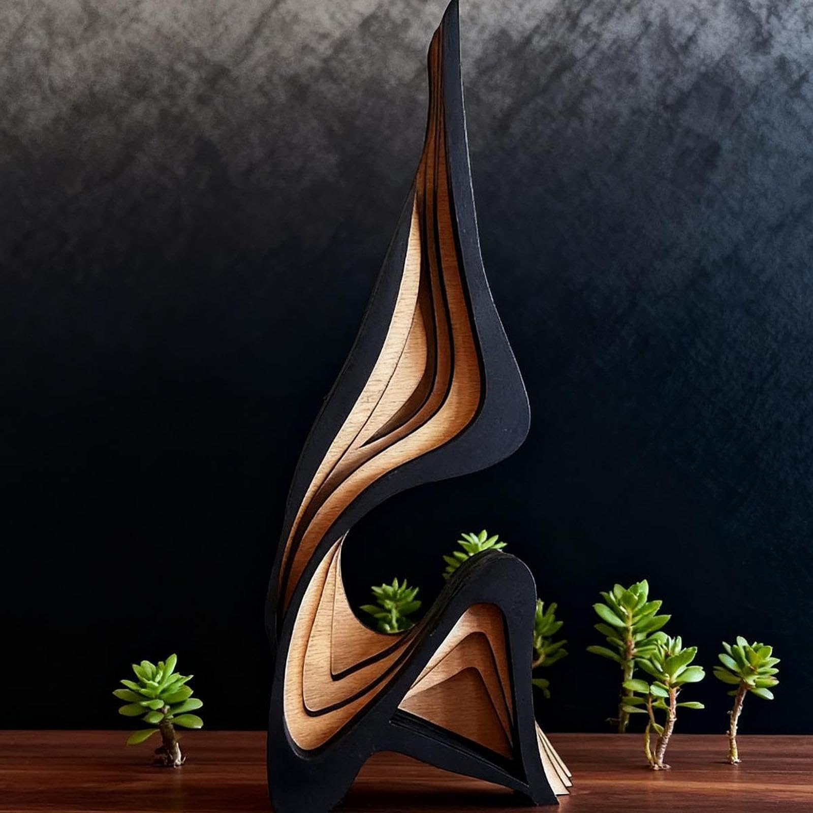 Modern Statue Holz Deko Kunstfigur Abstrakte Gebogene Skulptur Modernes Design Abstrakte Statuen für Schlafzimmer Leseraum Praxis Schreibtisch Indoor Skulptur Skulptur deko Modern , 30 X 12.9 Cm