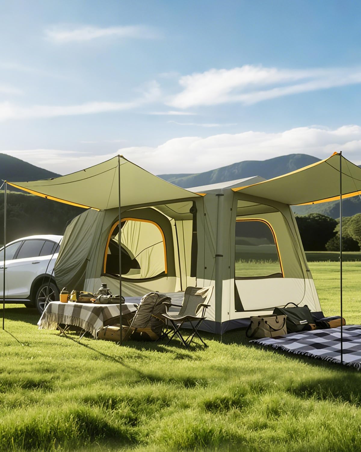 Inflatable Tents for Camping, Blow Up Tent with Hand Pump, Easy Setup InflatableTent 4 Season Tent, Waterproof Oxford Air Glamping Tents for Camping Adult 4/6/8 Person