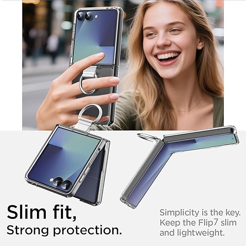 Miniatura 7 de AICase Funda transparente para Samsung Galaxy Z Flip 7 con anillo, anti-amarillo ultrafina delgada y transparente para Samsung Flip 7 5G