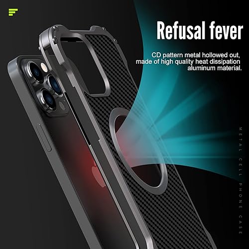 Miniatura 2 de Funda de disipación de calor hueca trasera para iPhone 13, a prueba de golpes, a prueba de caídas, armadura de aleación de aluminio, fibra de