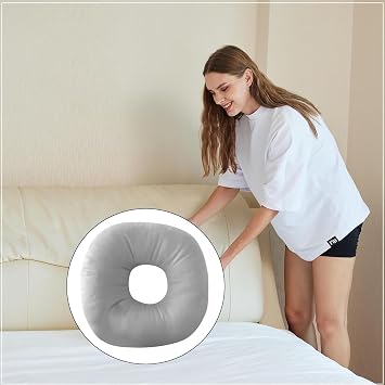 Piercing Pillow, Doughnut-Shaped Ear Piercing Pillow for Side Sleepers, Reducing Ear Pain (Grey)