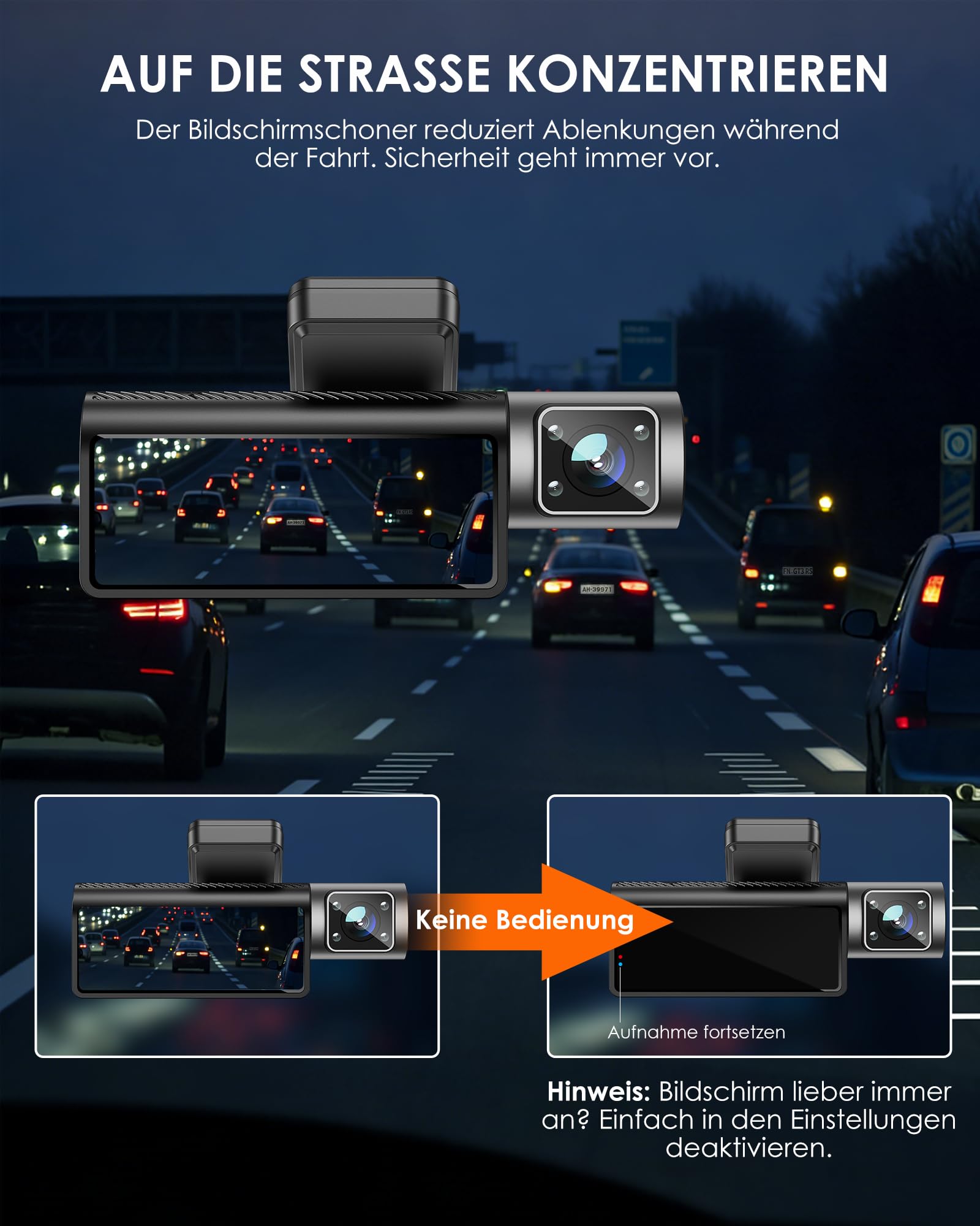 iZEEKER 3-Kanal 4K Dashcam Auto mit 32 GB Karte, 4K+1080P+1080P Vorne Hinten Innen, WDR, IR Nachtsicht, WiFi 6, Loop-Aufnahme, G-Sensor, 24h Parkmodus