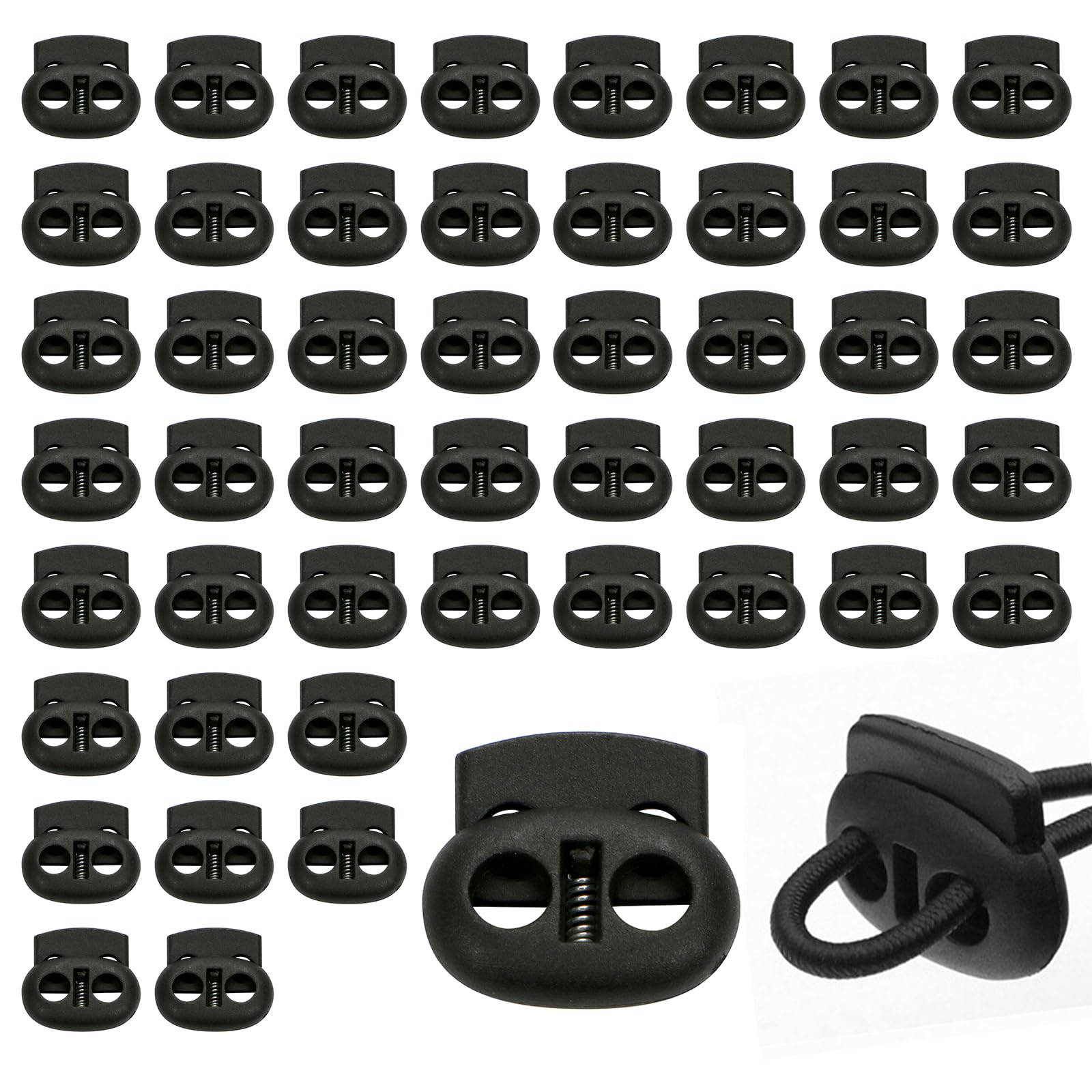 15 Fermagli In Plastica Con Cordino A Strappo – Chiusura Rapida A Molla 2 Fori – Per Borse, Cappelli E Abbigliamento – Colore Marrone