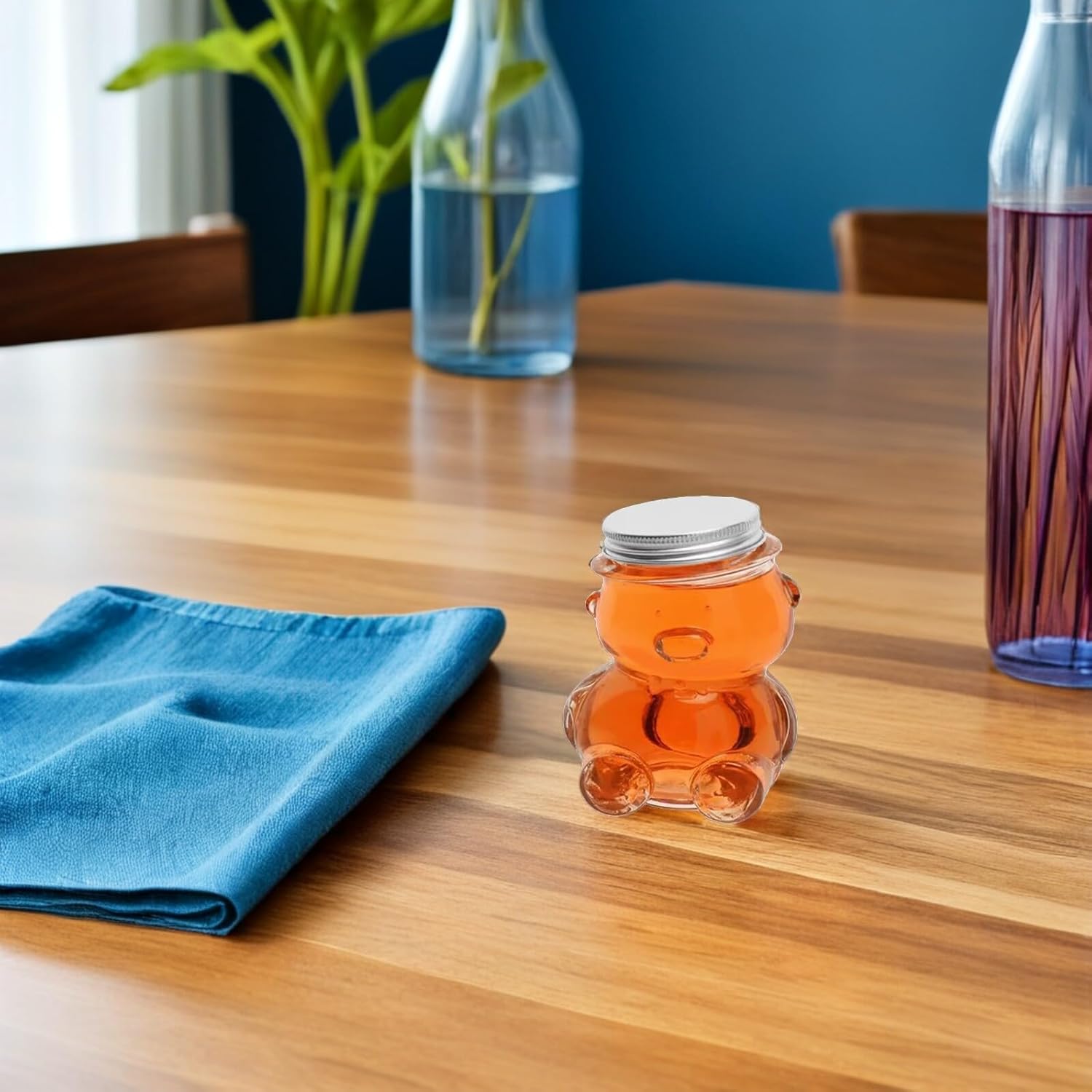 FRCOLOR 4pcs 160ml Bear Honey Jar Glass Containers with Lids Honey Dispenser Bottles for Storage and Party Favors