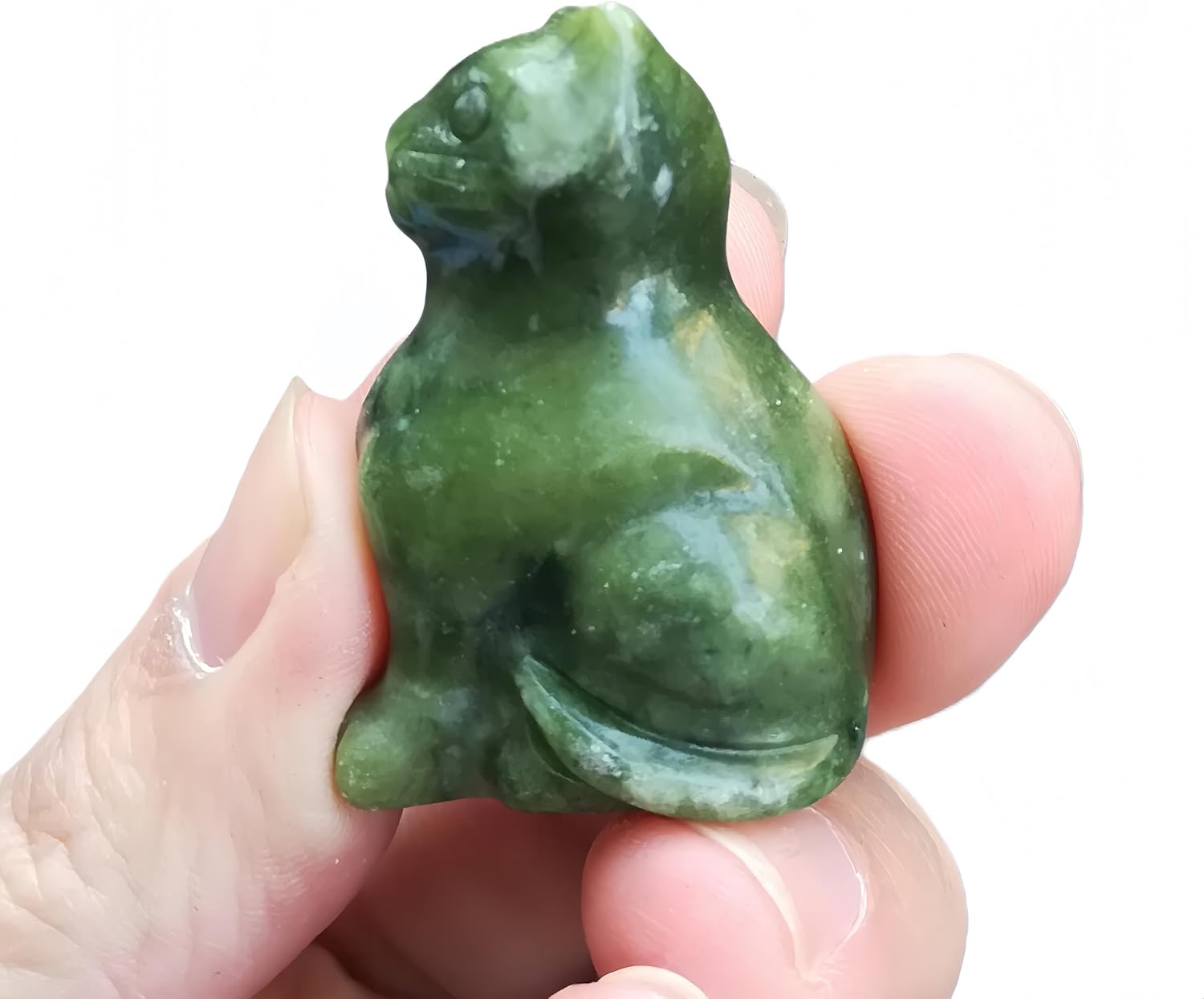 Natural Green Jade Handcrafted Cat Crystals and Healing Stones Figures Indoor Decorative Stones,1.57 Inchs Lovable Feline Art Piece for Cat Lovers,Office or Living Room
