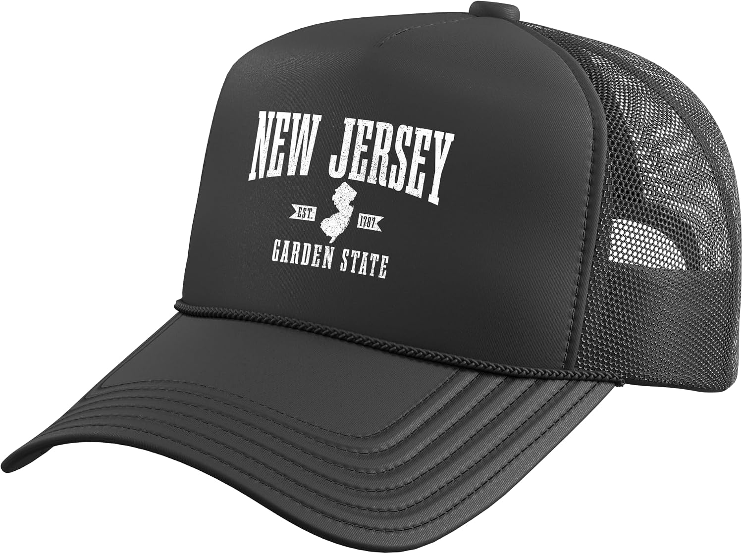 New Jersey Est. 1787 State Map Pride Vintage New Jersey Trucker Hat with Adjustable Mesh Back