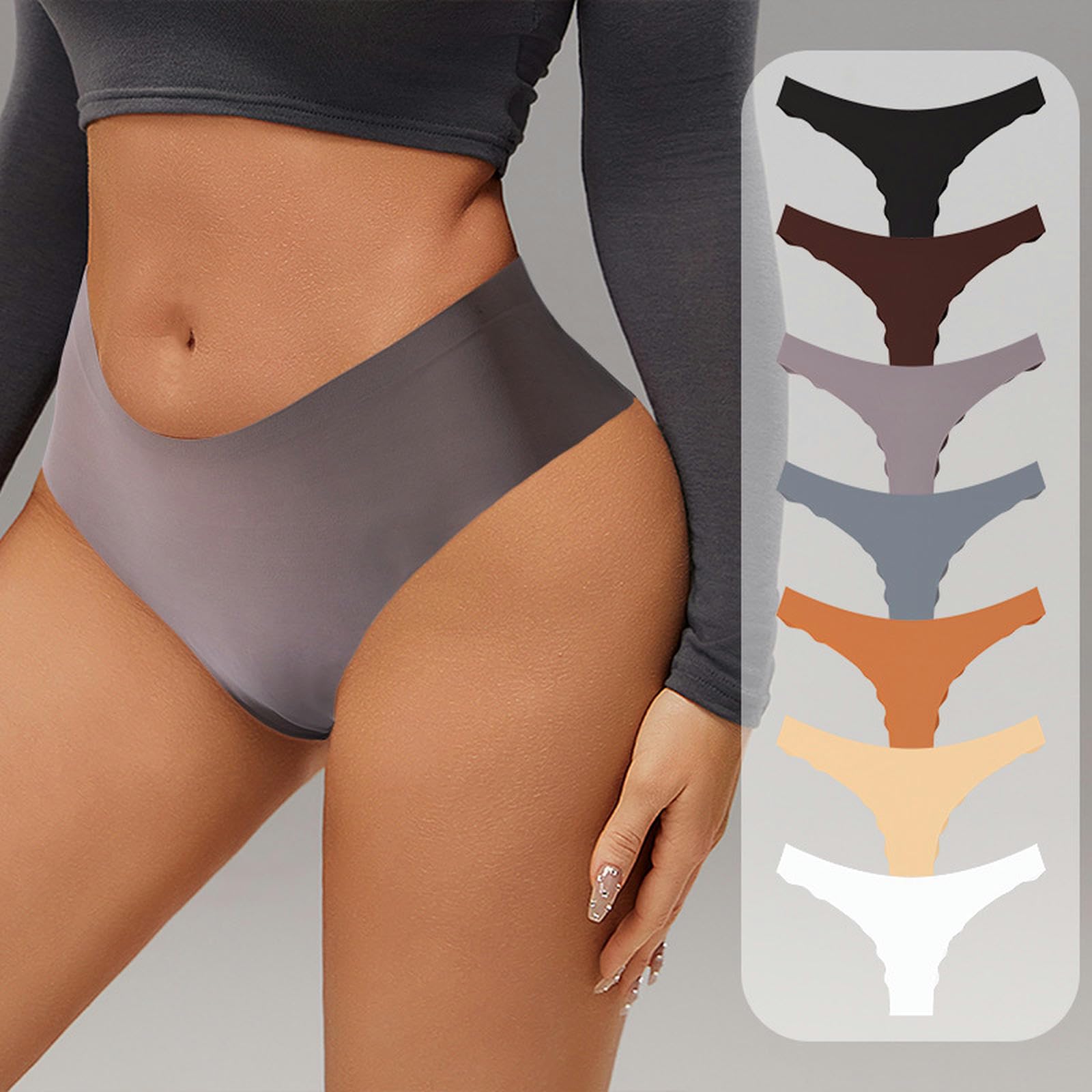Unterhosen Damen Seamless Tanga Für Frauen Keine Show Höschen Unterwäsche Unsichtbarer Bikini Frauen Unterwäsche Große Slips Frauen 5 Pack-karamell 5pc-4xl