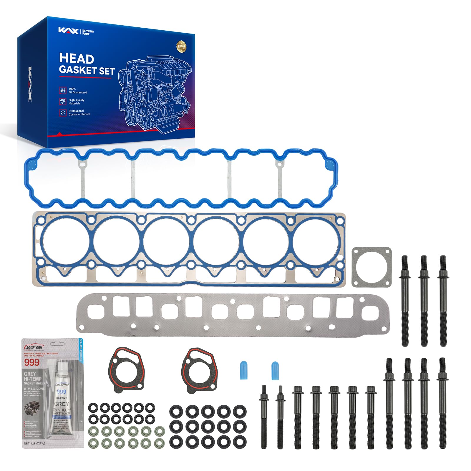 KAX Head Gasket Set for Cherokee 1999-2001 4.0L, Wrangler 1999-2003 4.0L