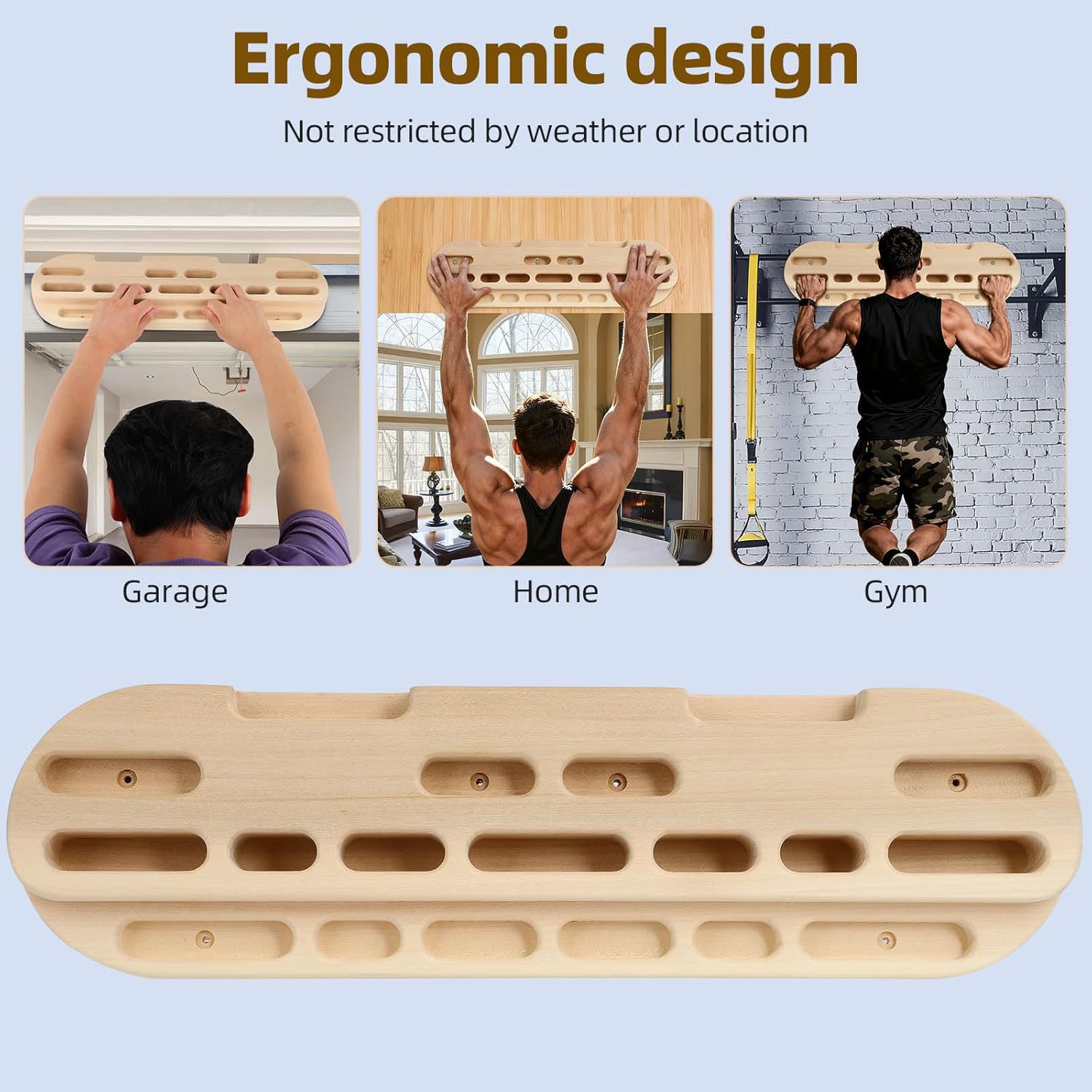 Rock Climbing Hangboard Training, Rock Climbing Fingerboard Door-Mounted Training Station, Equipped with Grip Points, Slopes, and Edges, Used As A Pull-Up Bar for Hanging and Finger Strength Training