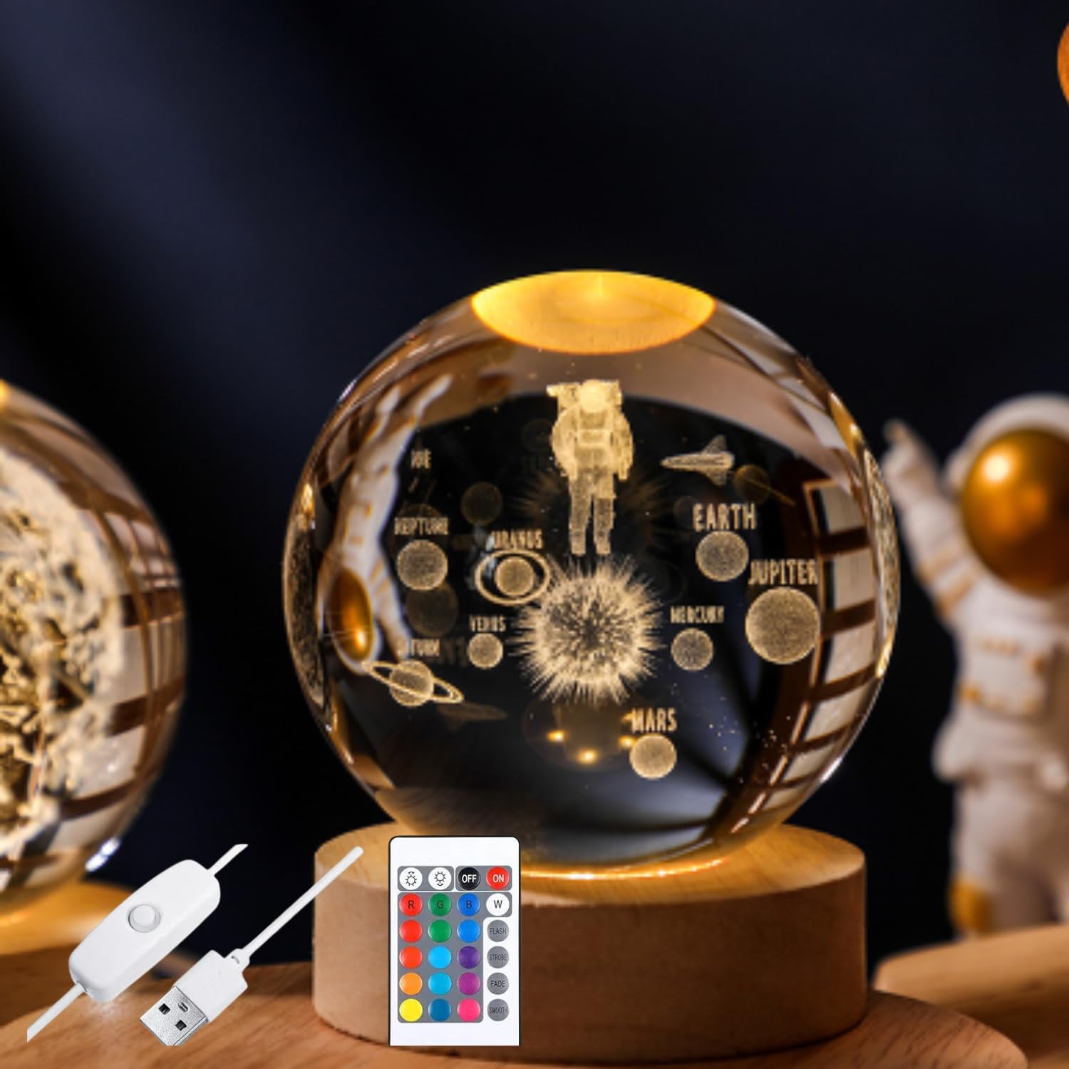 SomAbito Glass Globe Mashroom 3D 3点セット Buy 3D Crystal ball room glass art display with universe design