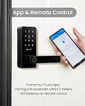 DESLOC B200L Serrure intelligente avec poignée, serrures de porte d'entrée sans clé, porte avant et intérieure, contrôle d'application, clavier à écran tactile, auto-lock, 12-Month Batterie, IP54 Étanche, rétroéclairée, noire