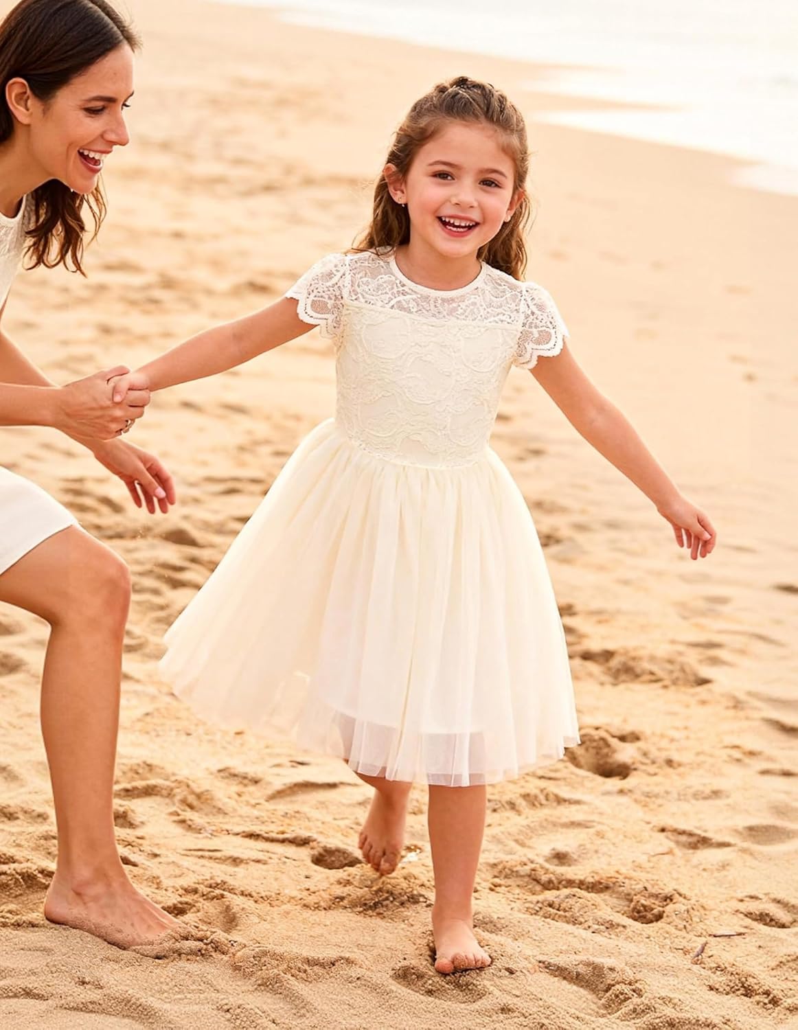 GRACE KARIN Flower Girl Dress with Big Bow,Kids Lace Tulle Princess Gown,Wedding Formal Birthday Party Pageant 5-10Y - Image 8