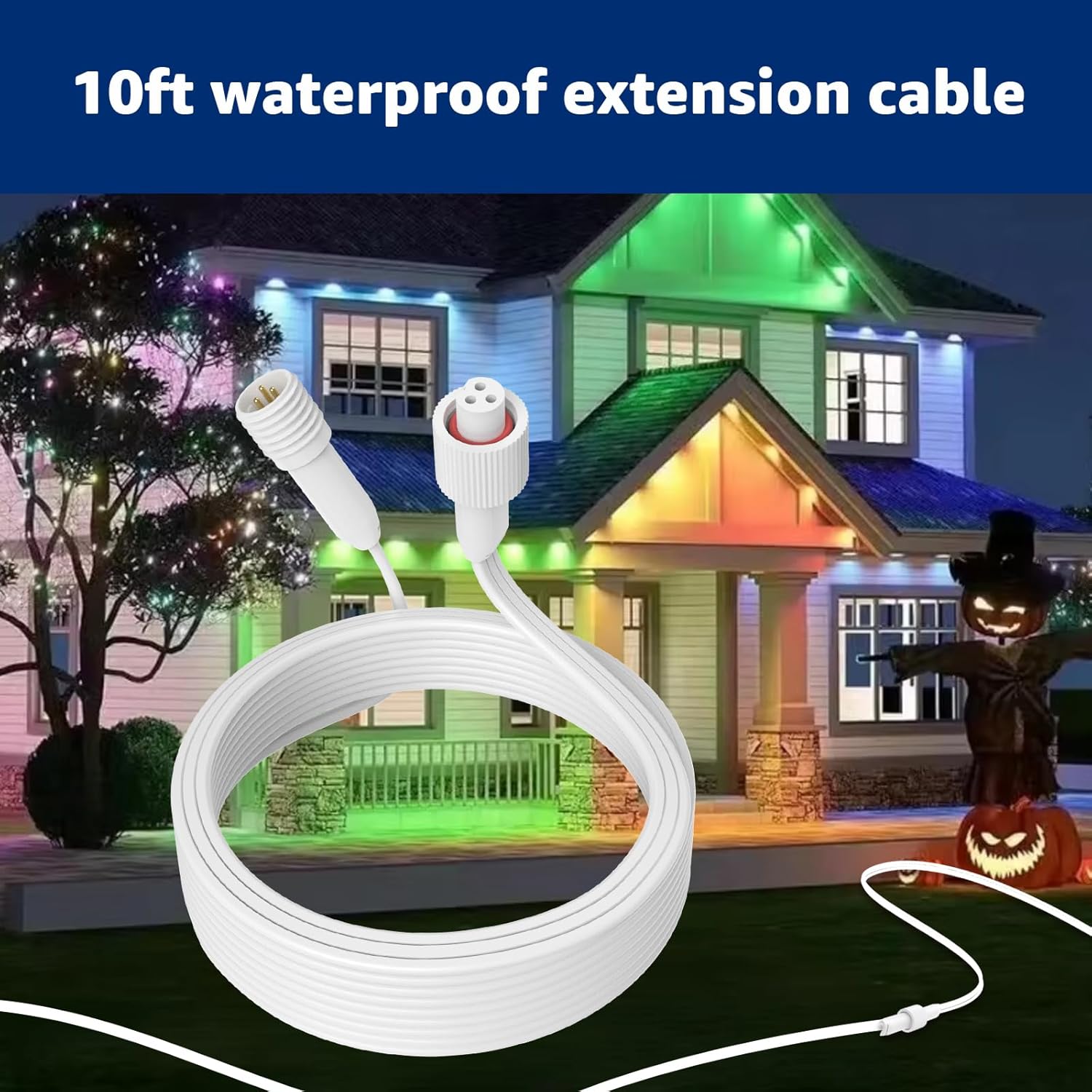 Extension Cable for Govee Outdoor Lights,Compatible with Govee Permanent Outdoor Light H705A H705B H705C H706A H706B H706C H806A H806B H806C Extension Cord, IP68 Waterproof Extension Cord, 10FT