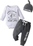 Nouveau-né Bébé Garçons Vêtements Petit homme Imprimer Long Sleeve Romper Bodysuit Pantalon Chapeau 3 PCS Ensemble d'outfit