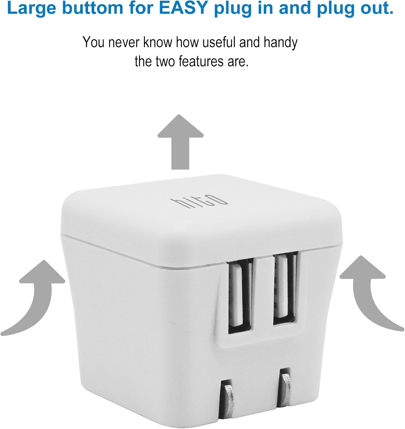 hito 2-Pack 12W 2.4A Dual Port Foldable Plug USB Travel Wall Chargers for iPhone Xs/XS MAX/XR/X/ 8/7/ 7 Plus/ 6s/ 6s Plus, iPad Pro/ Air2/ Mini 3/ Mini 4, Samsung, Kindle, PS4 and More (2X White)